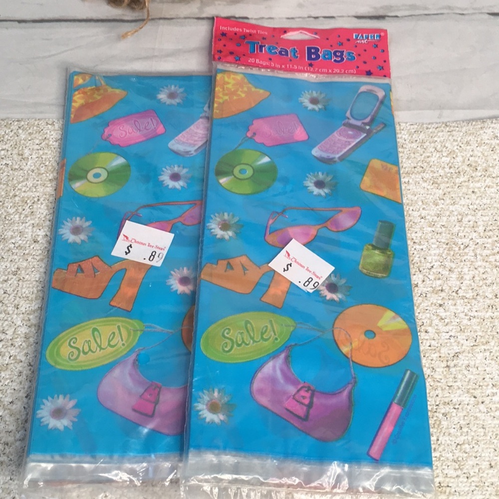 Vintage 90’s Y2K Party Treat Bags Cell Phone CD’s Chunky Shoes